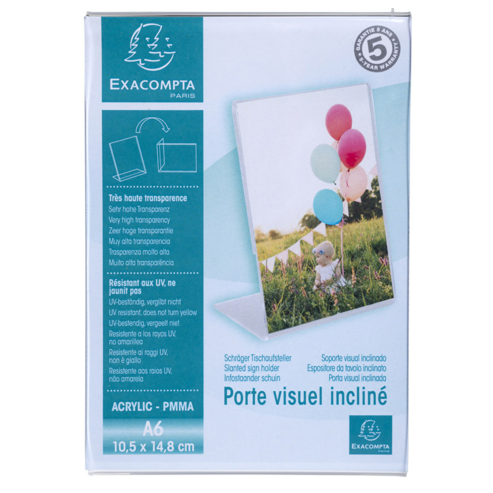 Exacompta Prsentoir de document vertical inclin A6 Cristal - Transparent