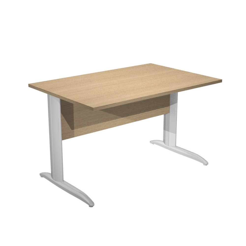 Bureau droit Pronto Mtal - L.120 x P.80 cm - Plateau Chne - Pieds L Chrome