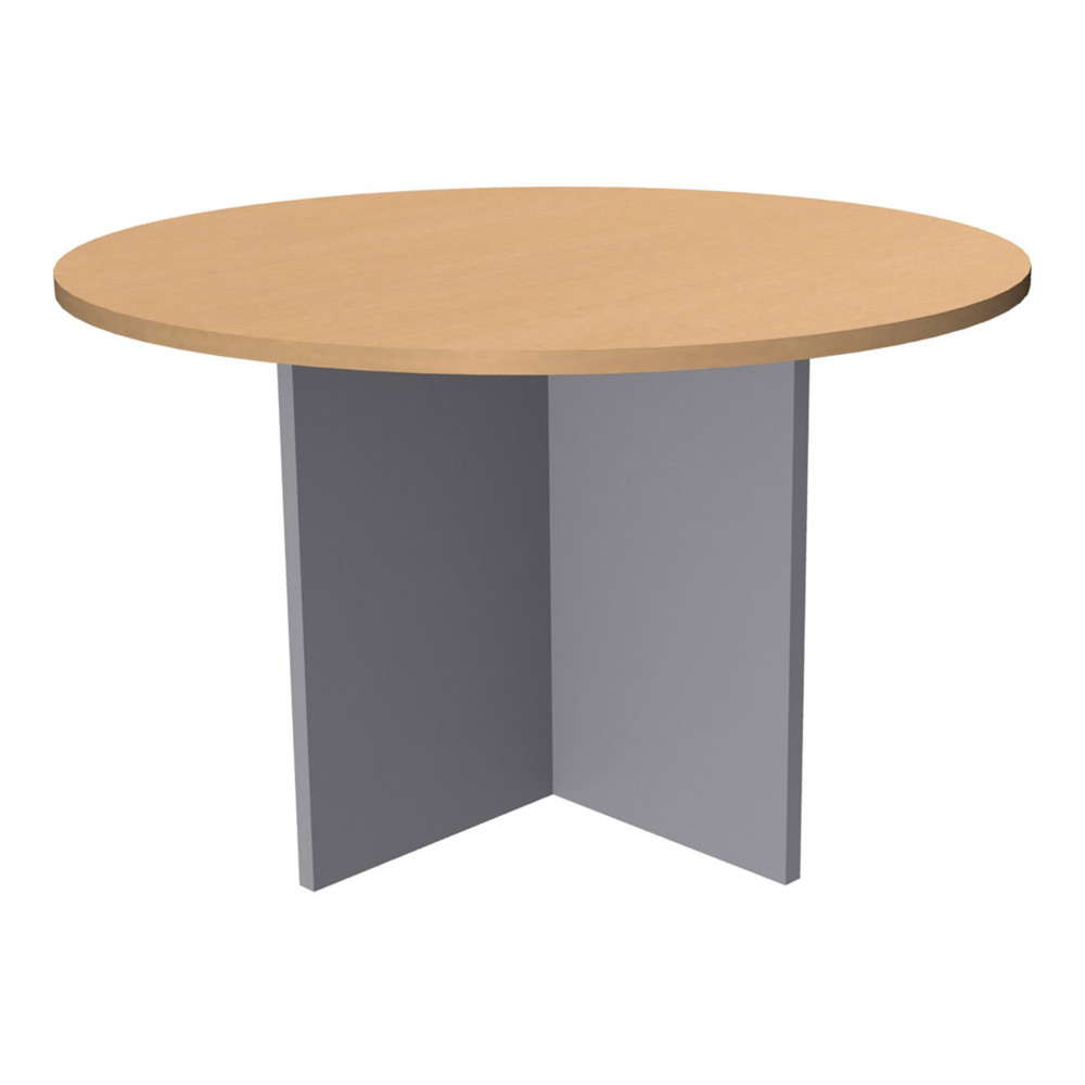 Table de runion ronde 120 cm Activity Pied croix pleins Aluminium - Plateau Htre