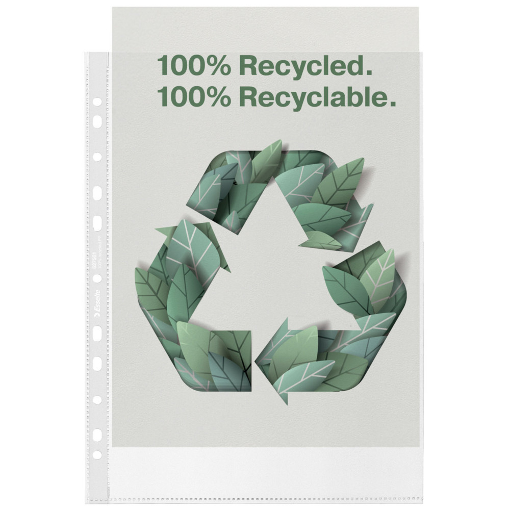 Esselte Pochettes perfores transparentes A4 en polypropylne recycl grain 70 microns - Bote de 50