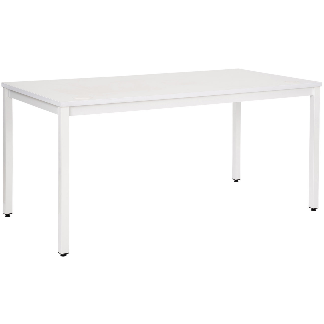 Bureau+droit+Budget+-+L.+160+x+P.+80+cm+-+Plateau+Blanc+-+Pieds+Blanc