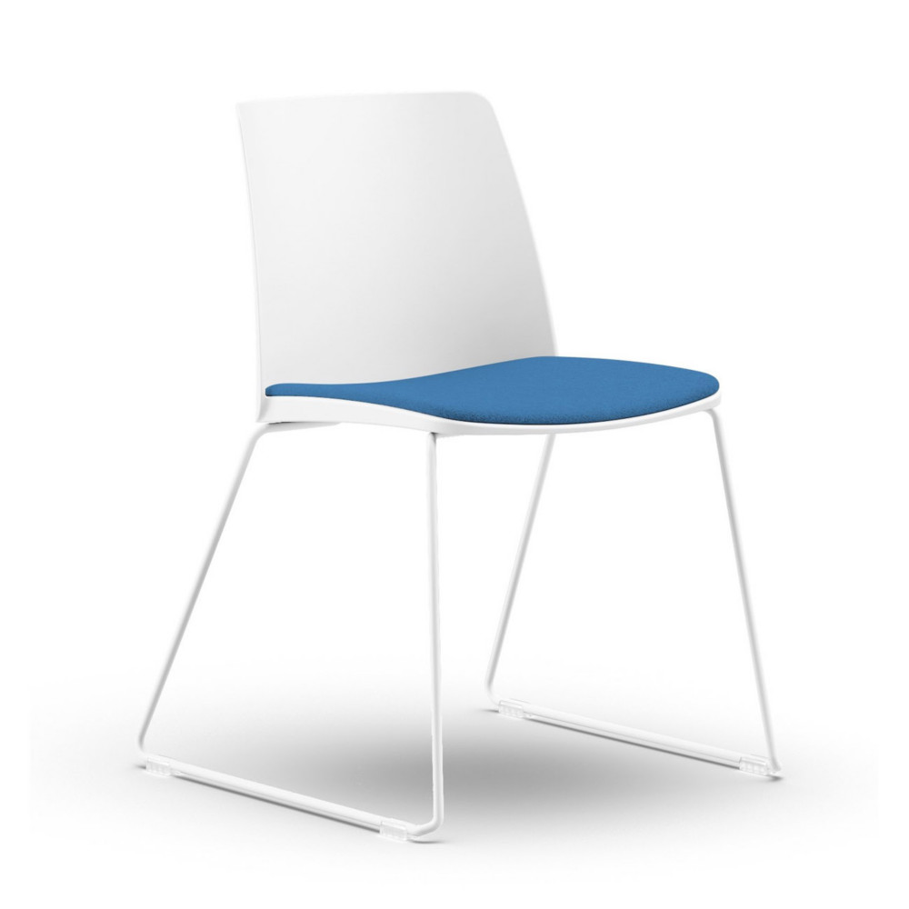 Chaise de runion & visiteur Tarah polypropylne assise tapisse Bleu - Pitement filo Blanc