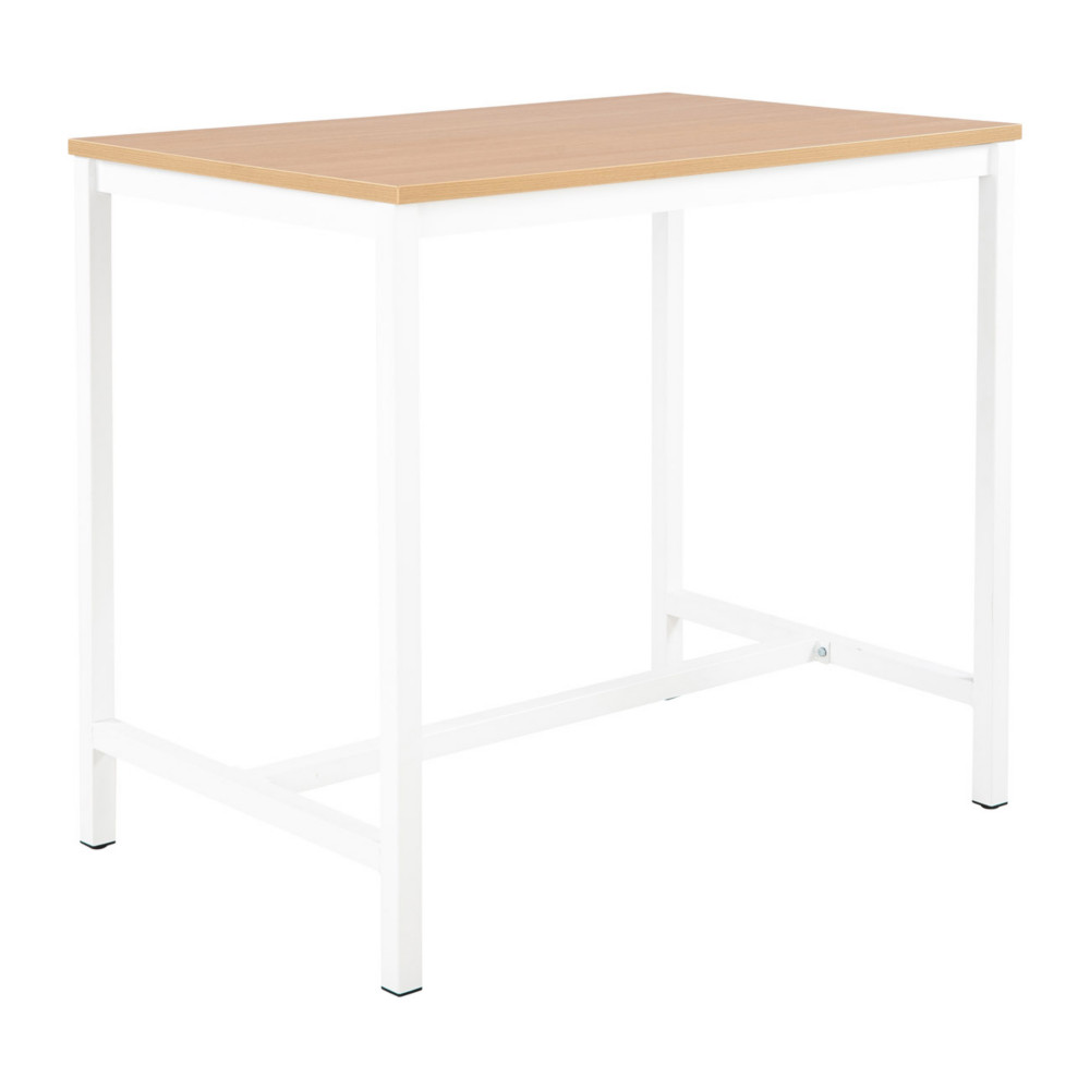 Table haute 110 cm polyvalente Budget 120 x 80 cm - Chne pieds mtal Blanc