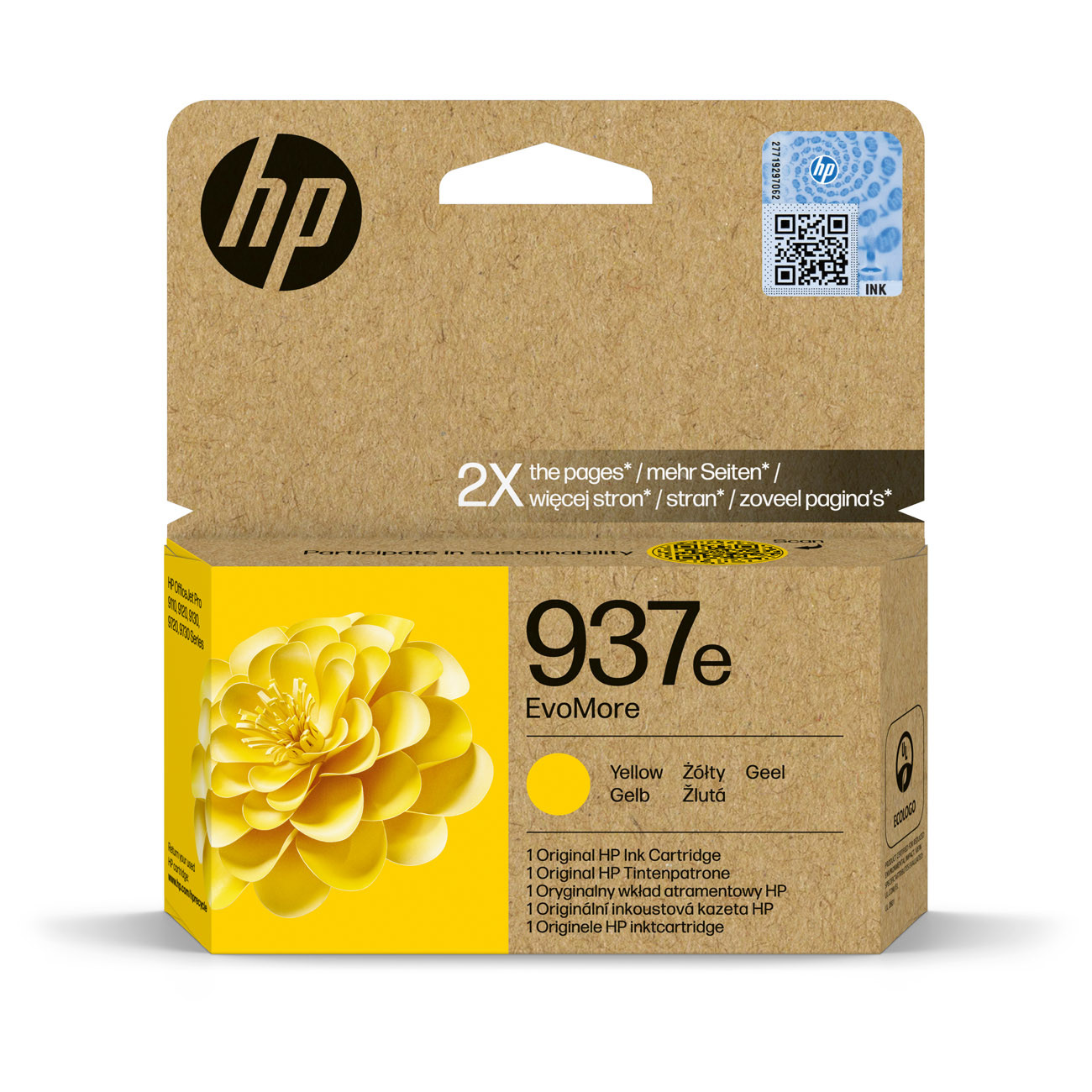 HP EvoMore 20 ml jaune original cartouche d'encre pour Officejet Pro 9120 9720 9730 - vue 3
