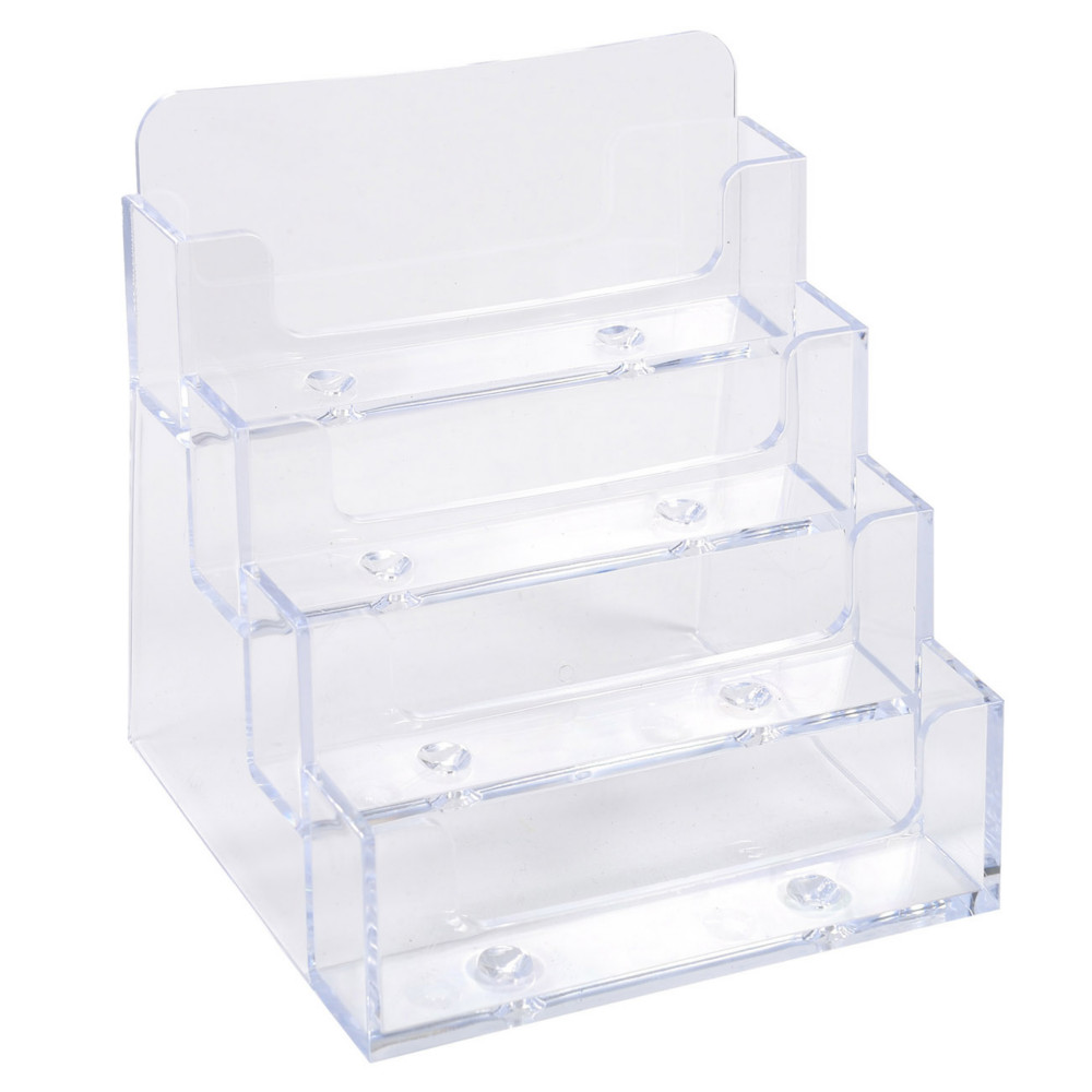 Exacompta Prsentoir de table de cartes de visite 4 cases - Capacit 50 cartes format paysage - Transparent