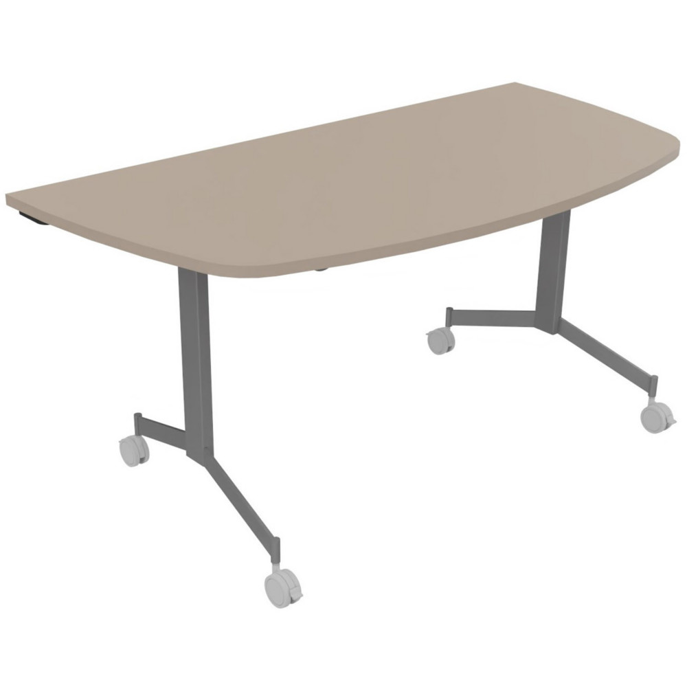 Table mobile rabattable Eureka demi-lune - L.160 x P.80 cm - Plateau Argile - Pieds Aluminium