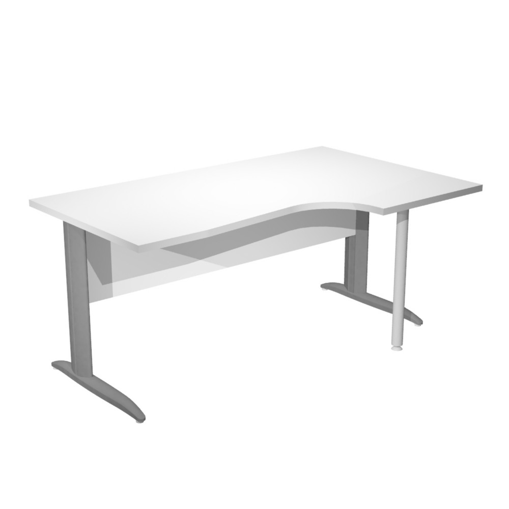 Bureau d'angle compact retour  droite Pronto Mtal - L.160 x P.100 cm - Plateau Blanc - Pieds L Anthracite