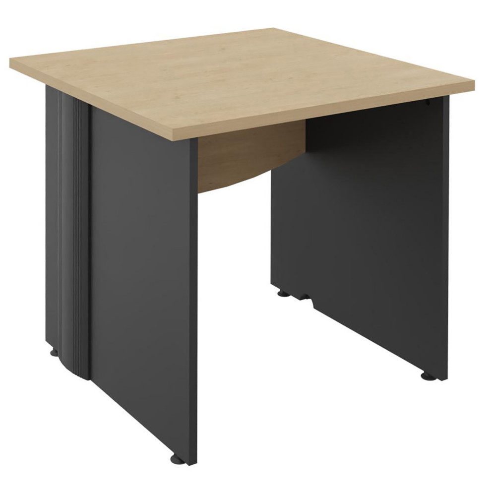 Bureau Droit Activity - L.80 x P.80 cm - Plateau Chne clair - Pieds pleins Anthracite