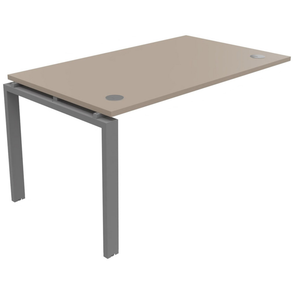 Bureau suivant E-link L.140 x P.80 cm - Plateau Argile - Pieds Aluminium