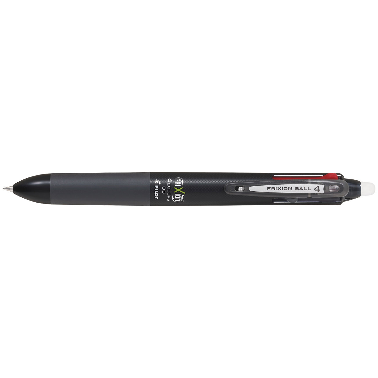 Pilot FriXion Ball Stylo 4 couleurs roller encre gel effaçable et rechargeable - Pointe fine - Corps noir