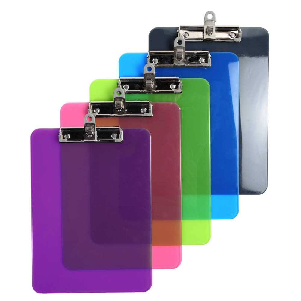 Exacompta Porte-bloc Idrama A4 avec pince - Coloris assortis alatoires semi-transparents