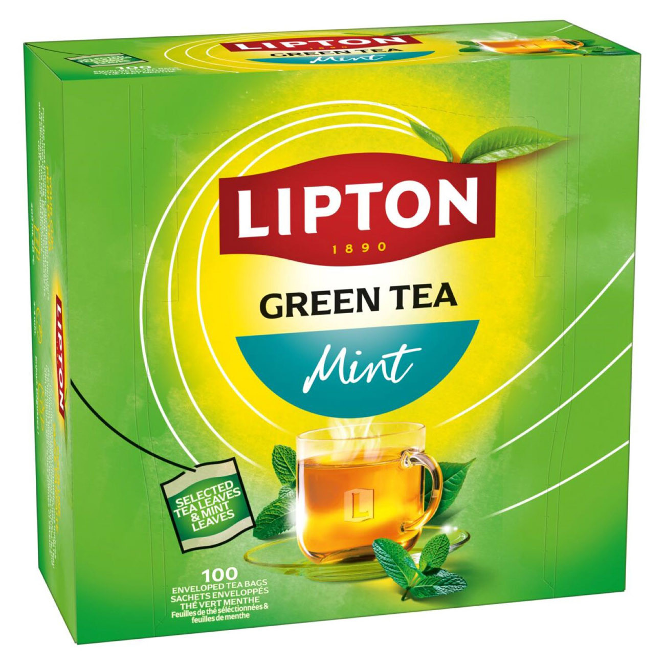 Lipton Thé Vert Menthe 100 Sachets Infusion Naturelle Antioxydant Bien-Être 200g