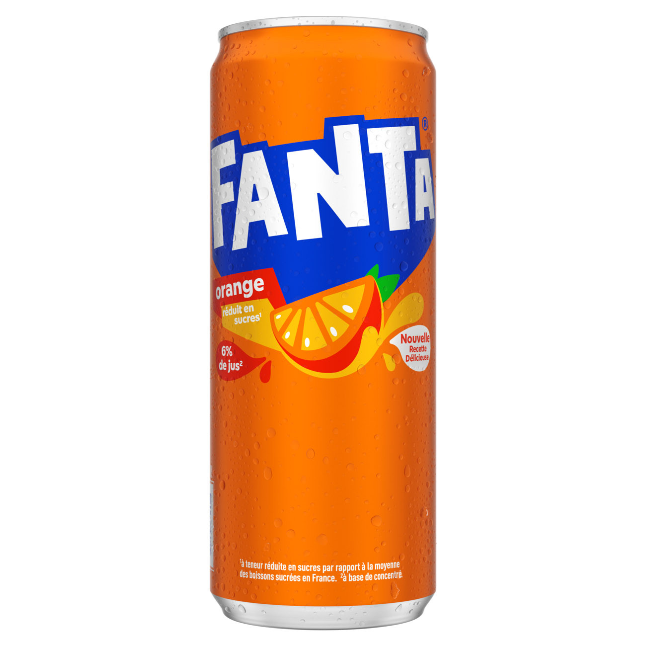 Fanta Orange soda en canette slim de 33 cl - Lot de 24