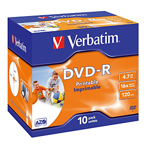 10 DVD-R 4,7 Go Verbatim AZO 16x imprimables