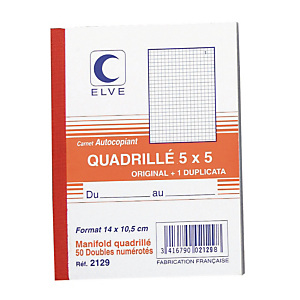 10 geruite doorschrijfboeken 2 exemplaren model 2129 formaat 14 x 10,5 Elve, per set 10 geruite doorschrijfboeken 2 exemplaren model 2129 formaat 14 x 10,5 Elve, per set