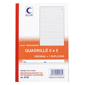 10 geruite doorschrijfboeken 2 exemplaren model 2133 formaat 21 x 14 Elve, per set 10 geruite doorschrijfboeken 2 exemplaren model 2133 formaat 21 x 14 Elve, per set