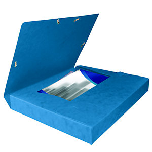 10 kaften met elastiek Cartobox 7/10e rug 4 cm kleur blauw