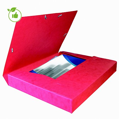 10 kaften met elastiek Cartobox 7/10e rug 4 cm kleur rood