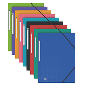 10 mappen met elastieken Exford Memphis 3 kleppen in polypropyleen 5/10e geassorteerde kleuren