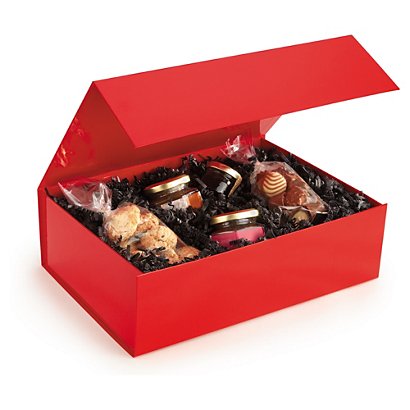 10 scatole regalo rosse con chiusura a calamita 33x23x10cm - 1