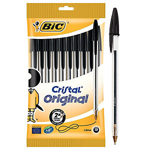 10 stylos-bille Bic® Cristal coloris noir