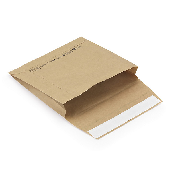 100 buste per spedizioni in carta kraft con soffietti e chiusura adesiva 23x22x4 cm - 1