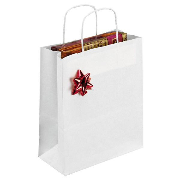 100 buste shopper in carta kraft bianche con maniglie ritorte RAJA 45x15x49 cm - 2