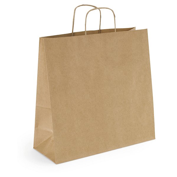 100 buste shopper in carta kraft bianche con maniglie ritorte RAJA 45x15x49 cm - 3