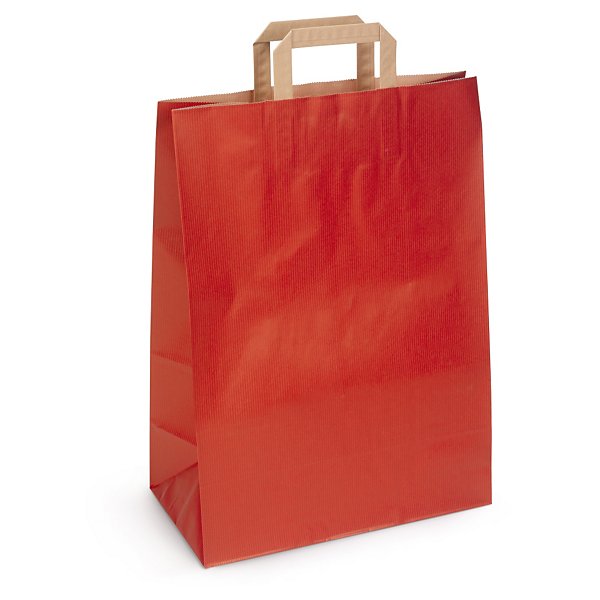 100 buste shopper in carta kraft rosse con maniglie piatte RAJA 27x12x37 cm - 4