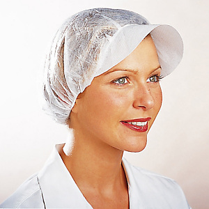 100 charlottes blanches type casquette contact alimentaire, taille unique 100 charlottes blanches type casquette contact alimentaire, taille unique
