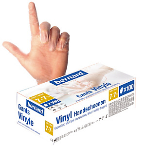 100 gants usage court vinyle Bernard taille 7 - 7½ 100 gants usage court vinyle Bernard taille 7 - 7½