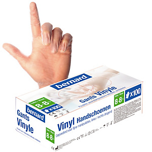 100 gants usage court vinyle Bernard taille 8 - 8½ 100 gants usage court vinyle Bernard taille 8 - 8½