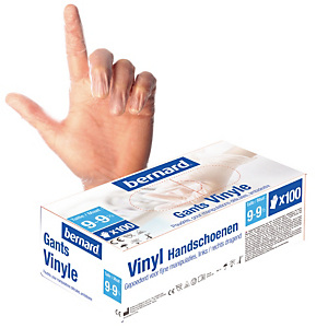 100 gants usage court vinyle Bernard taille 9 - 9½ 100 gants usage court vinyle Bernard taille 9 - 9½