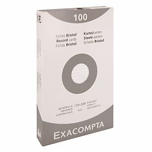 100 geruite bristol kaarten 12,5 x 20 cm Exacompta kleur wit, per doos 100 geruite bristol kaarten 12,5 x 20 cm Exacompta kleur wit, per doos