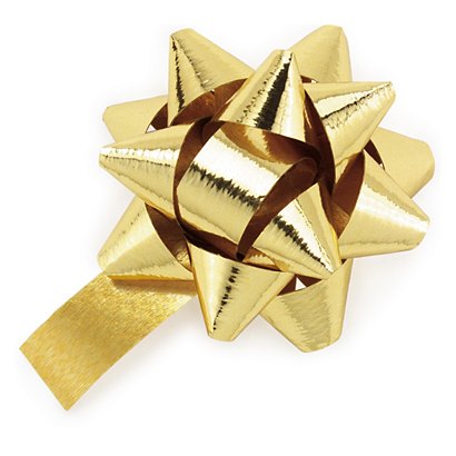 100 goldene Geschenkband-Schleifen, glänzend 7 mm - 1