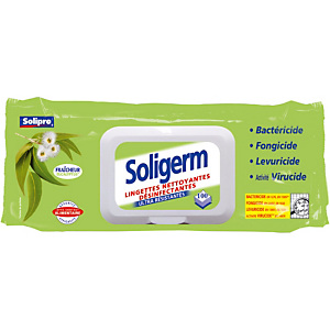 100 lingettes nettoyantes désinfectantes HACCP Soligerm de Solipro eucalyptus 100 lingettes nettoyantes désinfectantes HACCP Soligerm de Solipro eucalyptus