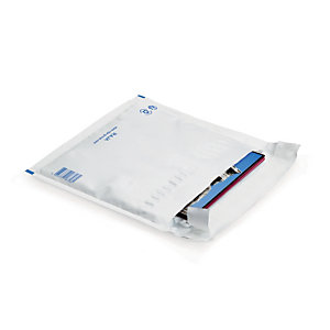 100 pochettes plastique matelassées bulles Mail Lite Tuff 27 x 36 cm coloris blanc, le lot