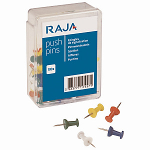 100 punaises épingles de signalisation Raja, pointe 0,7 mm, coloris assortis, la boite 100 punaises épingles de signalisation Raja, pointe 0,7 mm, coloris assortis, la boite