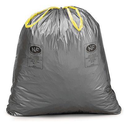 100 sacchi spazzatura grigi con laccio scorrevole 28 micron 68x75cm capacità 50l