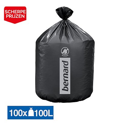 100 supertene vuilniszakken Bernard 100 L kleur grijs - 1