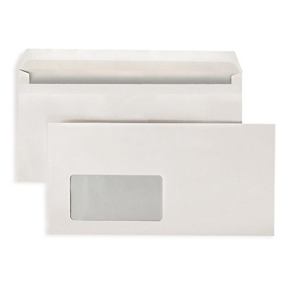 1000 Recycling-Briefumschläge ohne Fenster, 220 x 110 mm, DL - 1