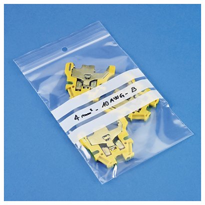 1000 sachets zip à bandes blanches Eco (50 microns), 80 x 120 mm - 1