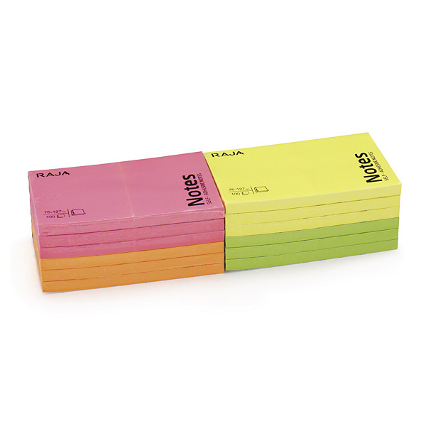 12 blocchetti di foglietti adesivi riposizionabili colorati RAJA 127x76 mm - 1