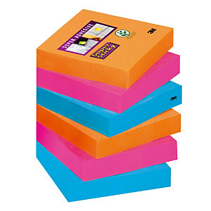 12 blocs notes repositionnables Post-it® Super Sticky Bangkok 47,6 x 47,6 mm