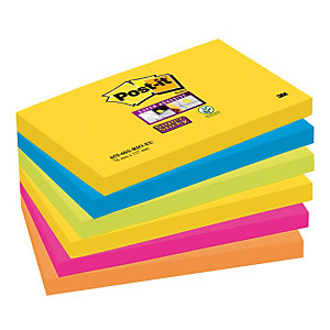 12 blocs notes repositionnables Post-it® Super Sticky Carnival 76 x 127 mm
