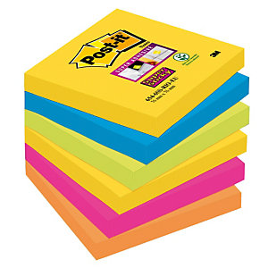 12 blocs notes repositionnables Post-it® Super Sticky Carnival 76 x 76 mm