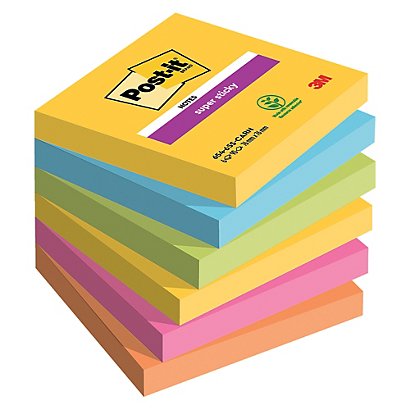12 blocs notes repositionnables Post-it® Super Sticky Carnival 76 x 76 mm - 1