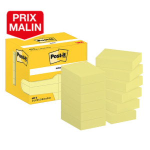 12 blocs Post-it® 38 x 51 mm classique coloris jaune, le lot