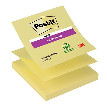 12 blocs recharges notes repositionnables Z-notes Super Sticky Post-it® jaune 76 x 76 mm - 1