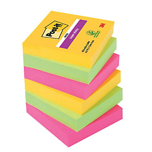 12 blokken herplaatsbare memo's Post-it® Super Sticky Carnival 47,6 x 47,6 mm